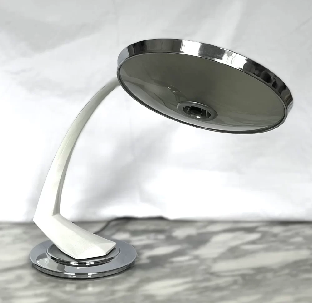 FASE Lampe modell Boomerang 2000 i hvit & sølv. 1968-1979