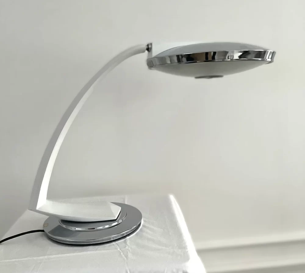 FASE Lampe modell Boomerang 2000 i hvit & sølv. 1968-1979