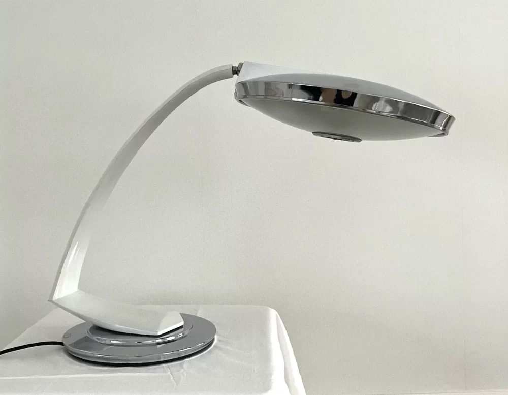 FASE Lampe modell Boomerang 2000 i hvit & sølv. 1968-1979