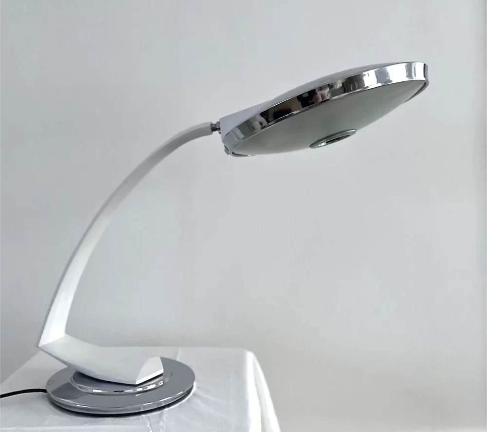 FASE Lampe modell Boomerang 2000 i hvit & sølv. 1968-1979