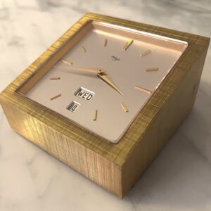 ImHof skrivebordsklokke i forgylt messing, ca 1960