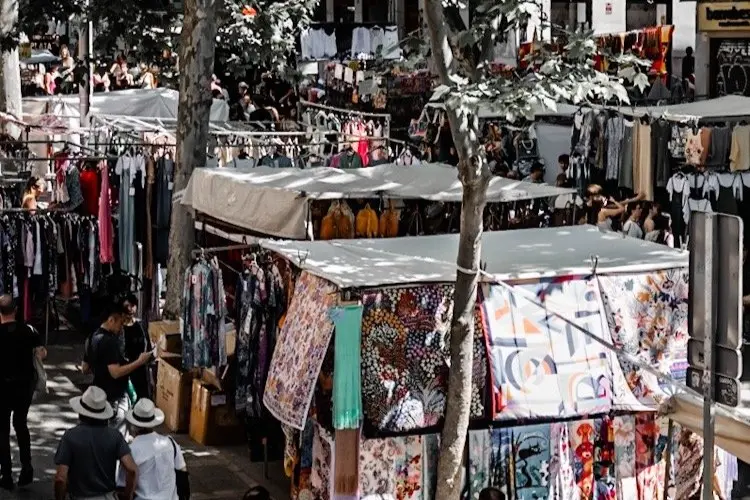 El Rastro, Madrid. Spain's most famous flea market with more than 1,000 market stalls. One of Europe's best flea markets.