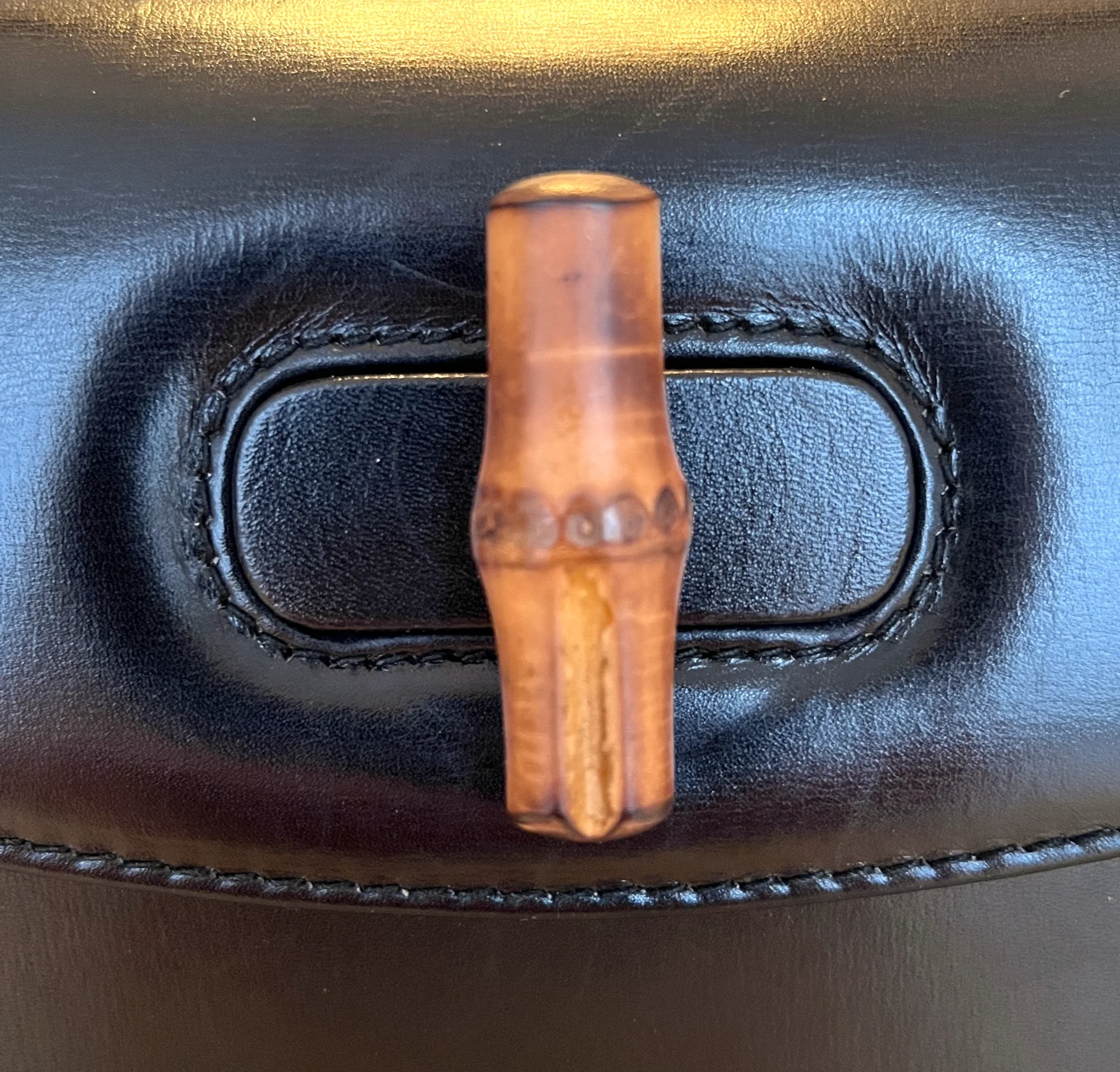 Gucci Black Bamboo 1947 Small Leather Bag, lås