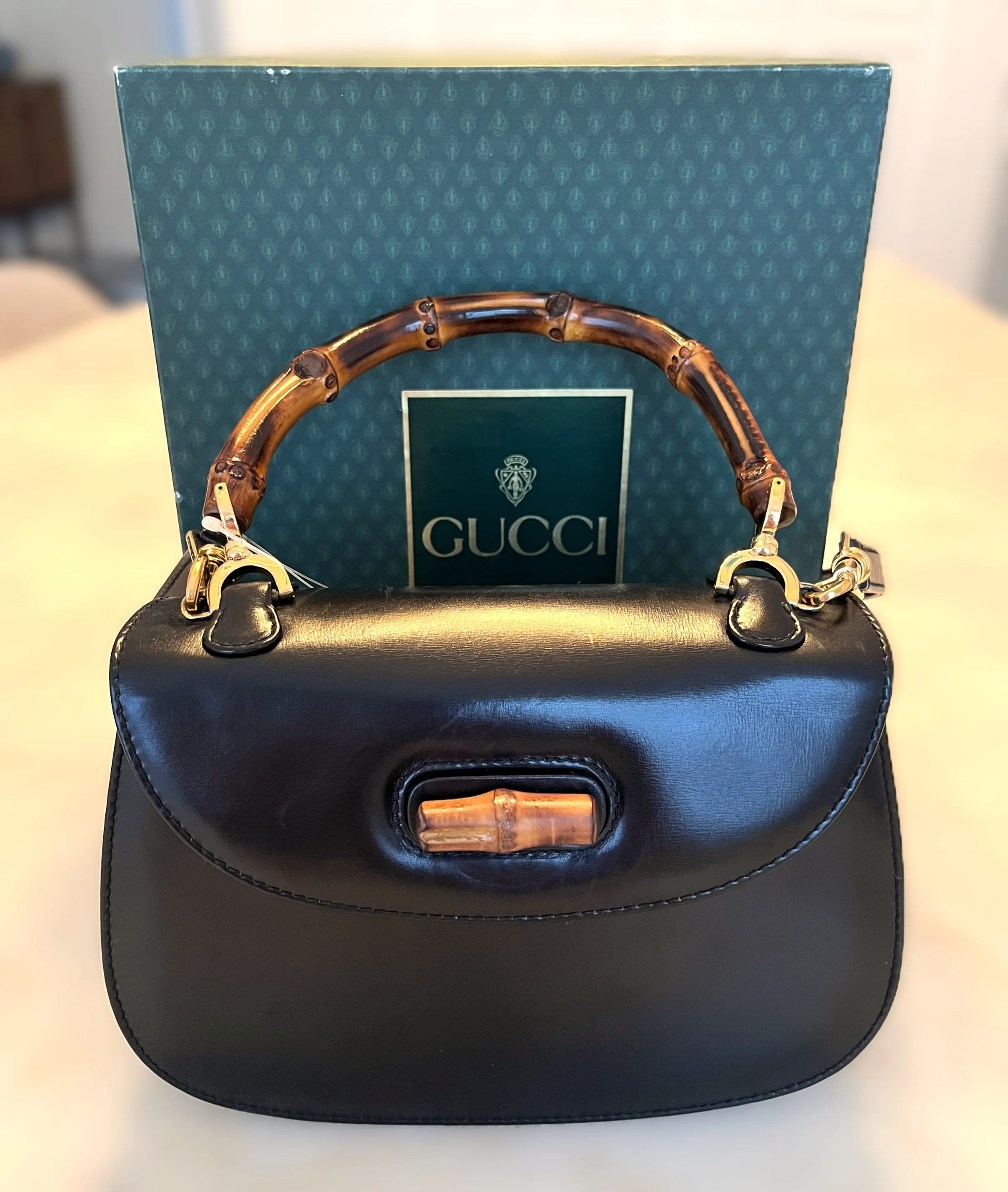 Gucci Black Bamboo 1947 Small Leather Bag, eske og veske