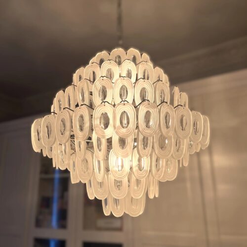 Aureliano Toso lysekrone med 144 Murano glasskiver, 1960